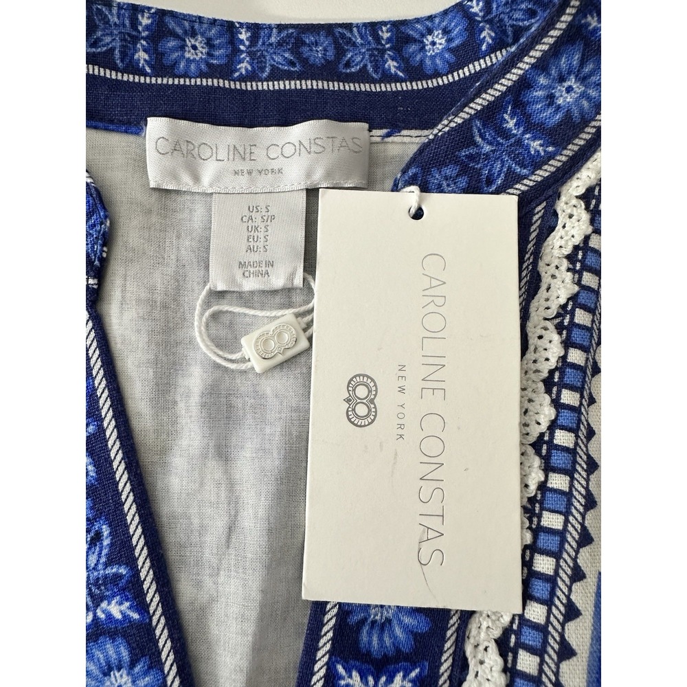 New Caroline Constas Maxi Dress Women's Small Linen Blend Resort Luxury Beach - Picture 5 of 11